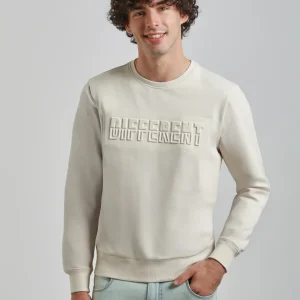 Felpa girocollo con stampa a rilievo