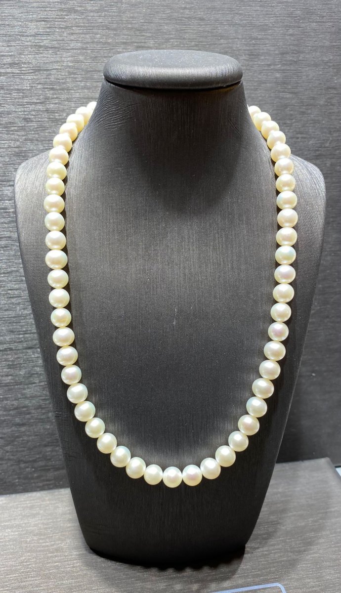 Girocollo perle freshwater 7-7,5 mm  chiusura  oro bianco 18kt art. GRP7-71/2