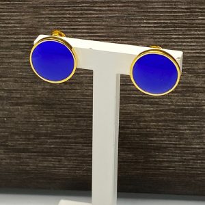 orecchini bottone argento 925% rose gold e smalto blu