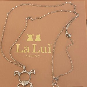 LA LUI’ collana bimba argento 925% pendente traforato pave’ zirconi