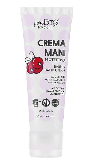 Crema Mani Protettiva con Glicerina, Acido Ialuronico e Olio di Mirtillo 50 ml
