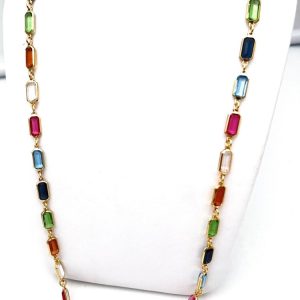 Collana  lunga argento 925% e tormaline multicolor  Art.TORCOL1