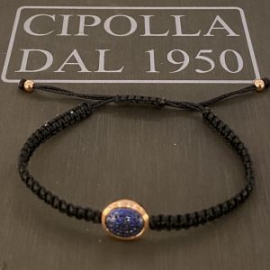 bracciale cordino con  centrale in argento 925% rose gold