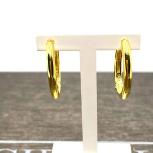 orecchini cerchio tubolare ovale argento 925% yellow gold