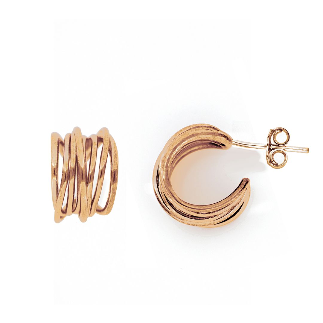 Orecchino in argento dorato rosa