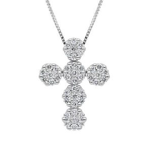 Pendente croce oro bianco  diamanti GOCCE DI LUCE Art. GR319