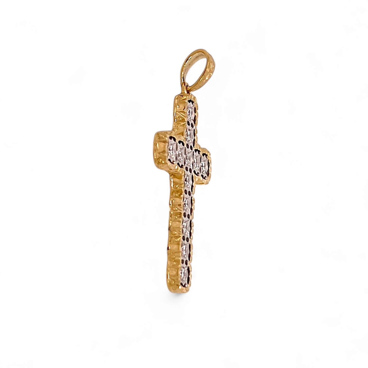 PENDENTE croce lavorazione ad intaglio in oro e diamanti art. CRM47 - immagine 3
