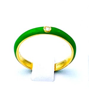 Anello in argento dorato e smalto verde art.1338V