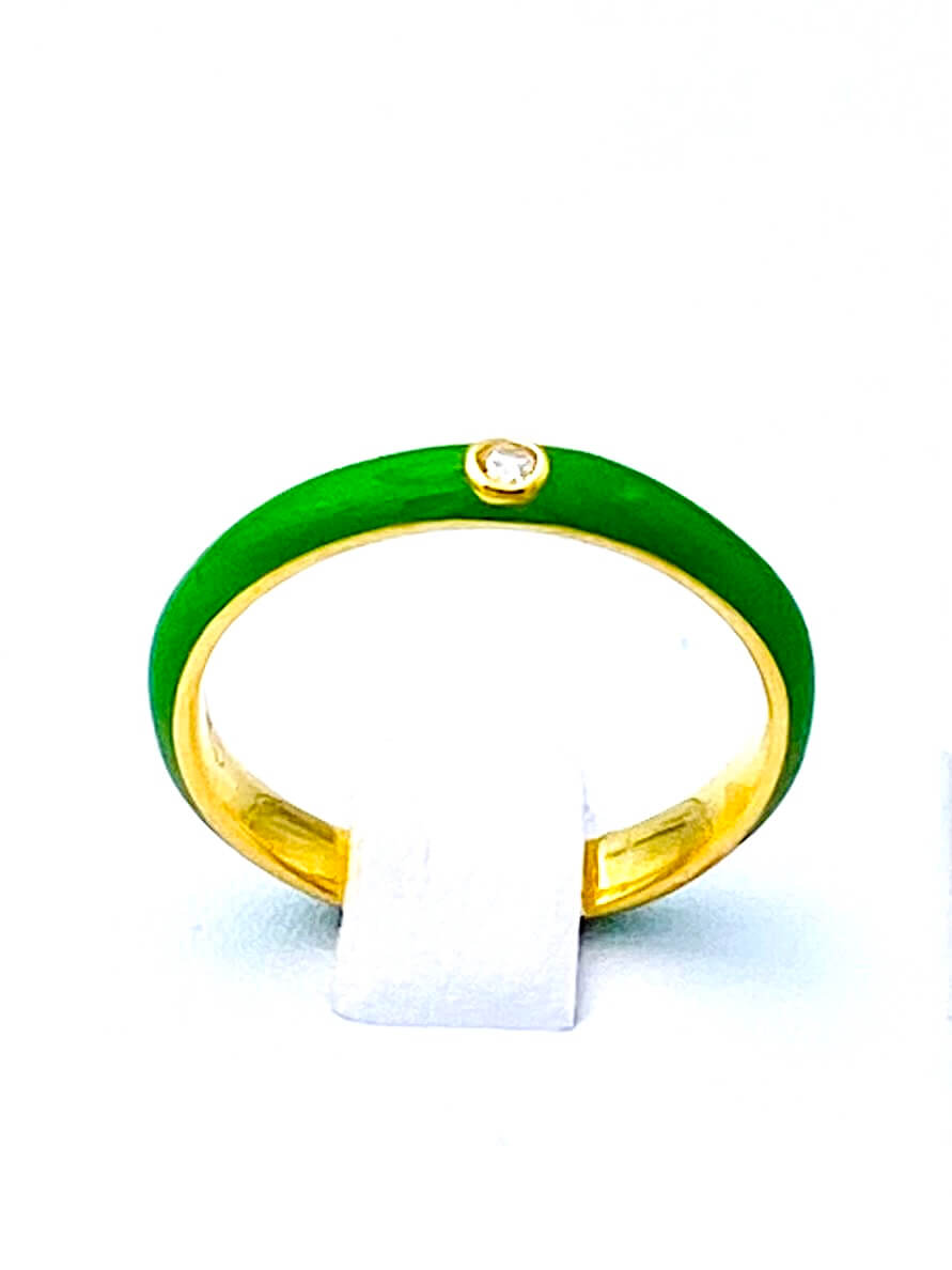 Anello in argento dorato e smalto verde art.1338V