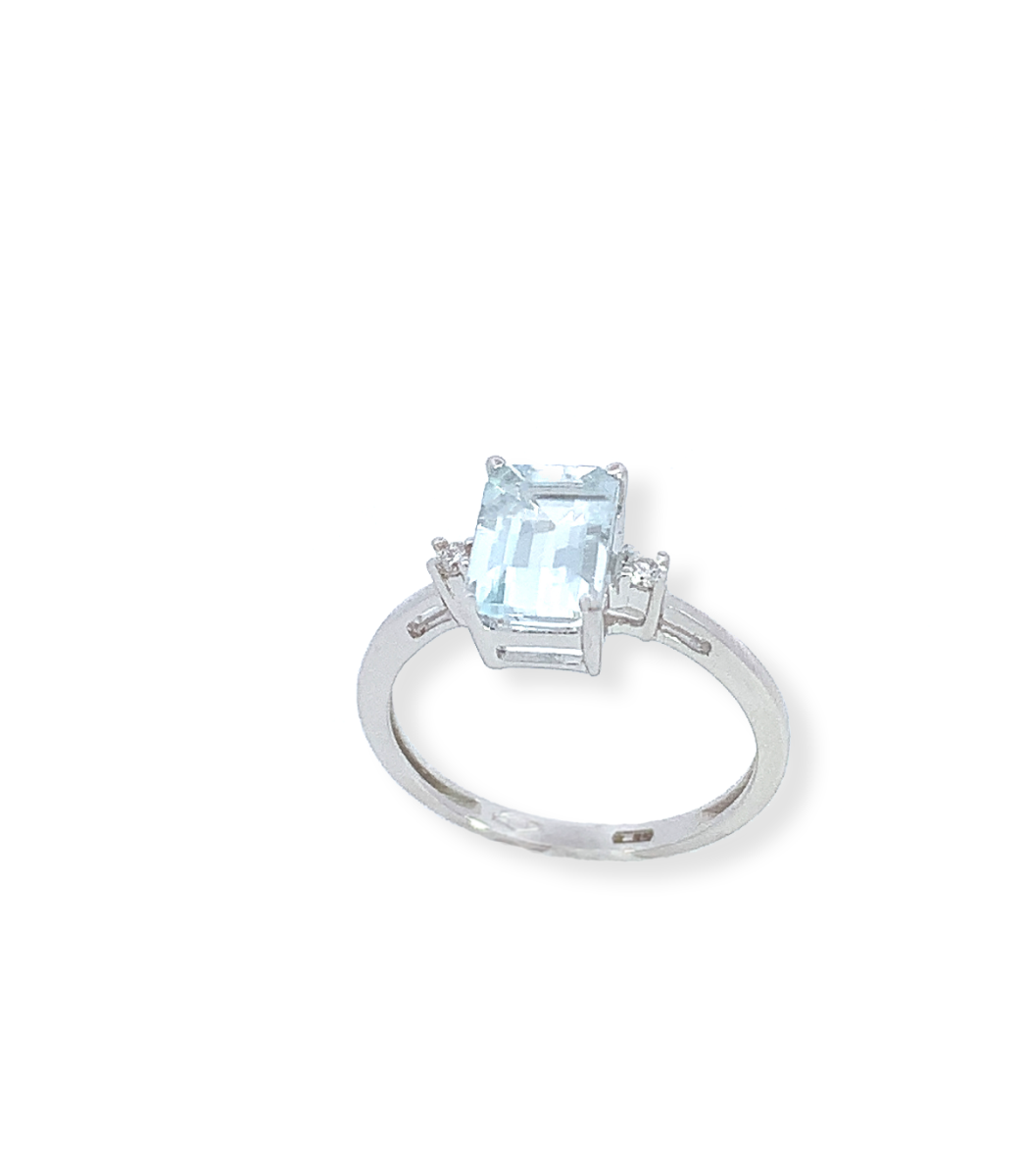 Anello Acquamarina Oro e Diamanti GEMME Art. AN2972-1