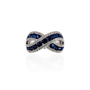 Anello zaffiri e diamanti in oro Art. RF10963BS-01