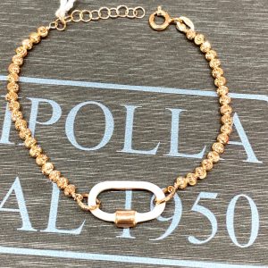 bracciale  argento 925% rose gold smalto bianco