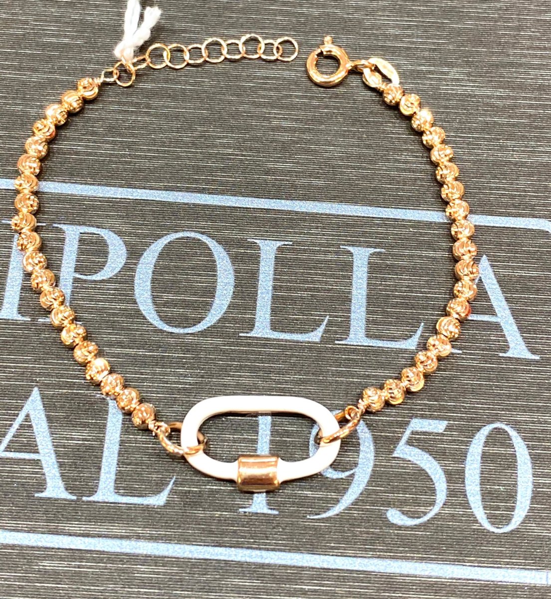 bracciale  argento 925% rose gold smalto bianco
