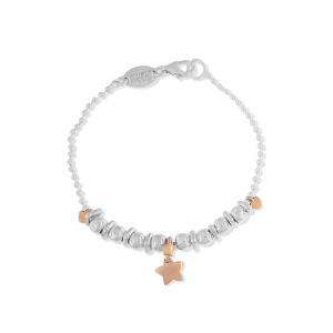 Bracciale pallini triangoli-bubble e stopper in AU 9KT con stella media in AU 9KT BR183