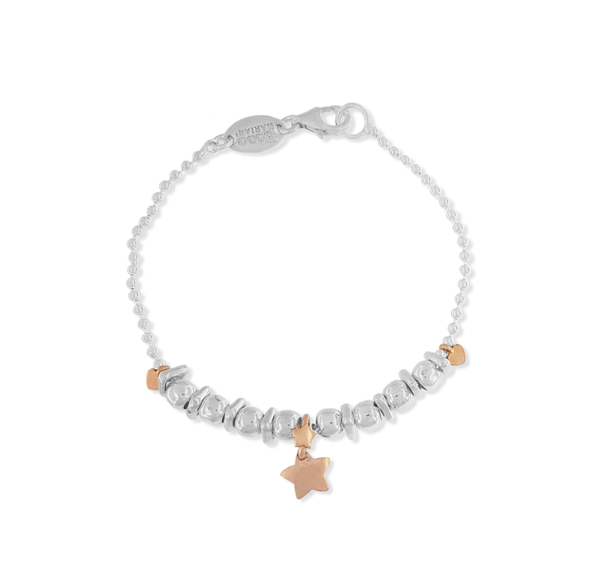 Bracciale pallini triangoli-bubble e stopper in AU 9KT con stella media in AU 9KT BR183