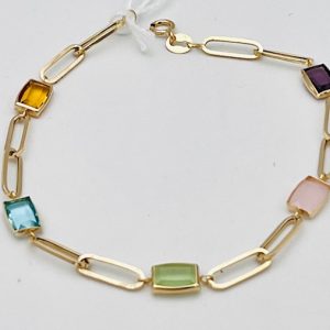 Bracciale  catena ametista,topazio,quarzo, oro  Art. MASBR07
