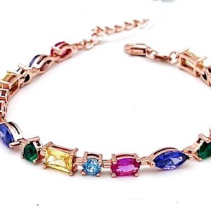 Bracciale tennis argento 925% rose e cristalli Rainbow Art. 614757