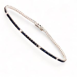 Bracciale tennis diamanti e zaffiri BLU  oro bianco  art.BR443
