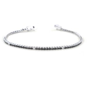 Bracciale tennis diamanti neri oro bianco 750% art.BR387-2