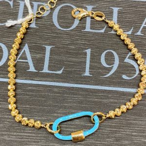 bracciale  argento 925% rose gold smalto turchese