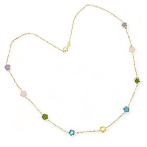 Collana girocollo ametista,topazio,quarzo, oro  Art. MAS012