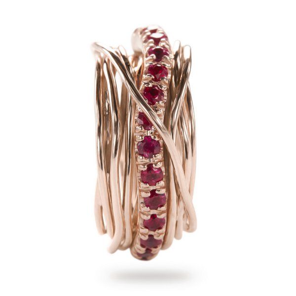 Anello Filodellavita 13 Fili Oro Rosa 9kt e Rubini - immagine 3