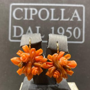 Orecchini corallo fossile oro 375%  art. OR-009