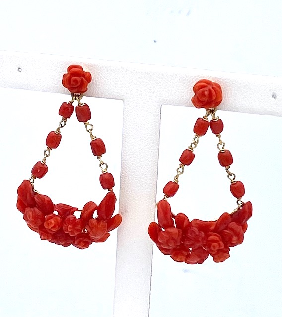 Orecchini corallo mediterraneo oro 375% Art. OR-1526