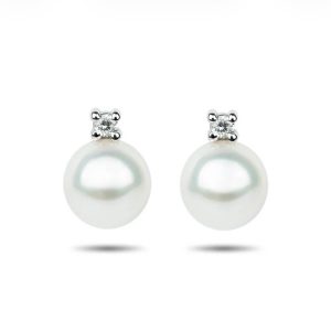 Orecchini perle oro bianco e zirconi art. ORPE11