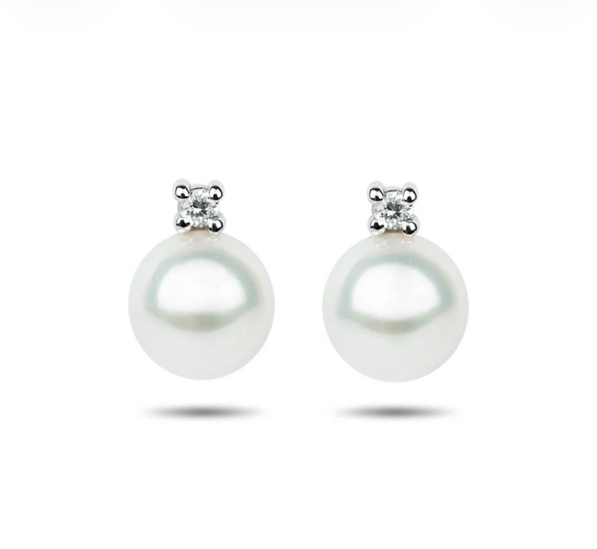 Orecchini perle oro bianco e zirconi art. ORPE11