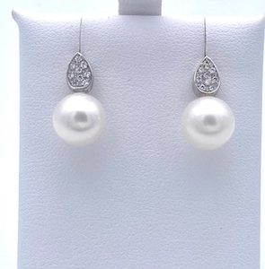 Orecchini perla oro bianco e diamanti Art.ORP276-1