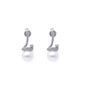 Orecchini perle oro bianco 750% diamanti art. ORP192