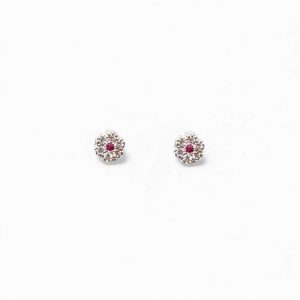 Orecchini con rubini e diamanti oro bianco FIORE Art.OR1216