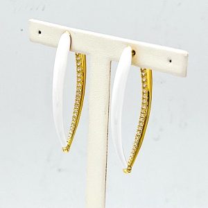 Orecchini argento 925  smalto bianco e cristalli Art.622486