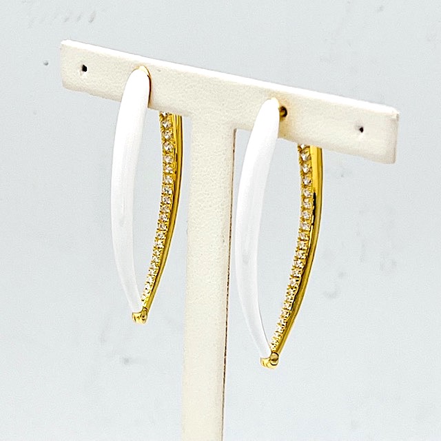 Orecchini argento 925  smalto bianco e cristalli Art.622486