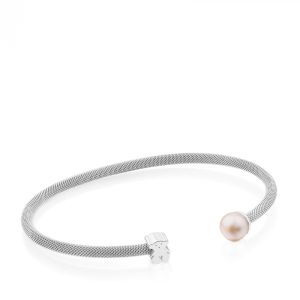 SILVER CUFF CULT.PEARL MESH 3MM